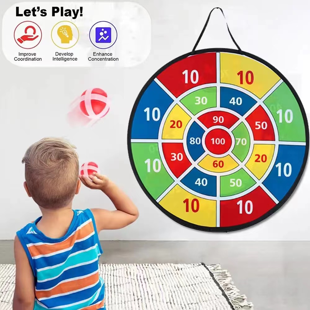 Kids Outdoor Garden Toys - 粘着ボール付き大型ダーツボード 家族向けインタラクティブゲーム 教育的算数 室内/屋外スポーツ玩具 ギフト