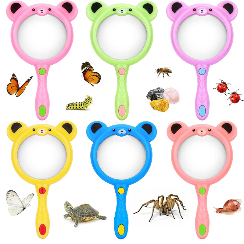 Kids Outdoor Nature Toys - 漫画かわいいハンドレンズ拡大鏡虫眼鏡キッズパーティー学校クラス読書屋外観察探検科学おもちゃ