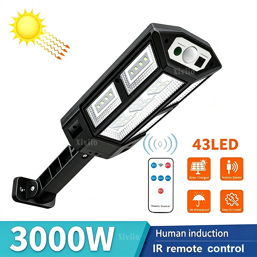 Balance Beam Outdoor - 3000W ソーラー街路灯 屋外防水 LED ソーラーフラッドライト モーションセンサー付き