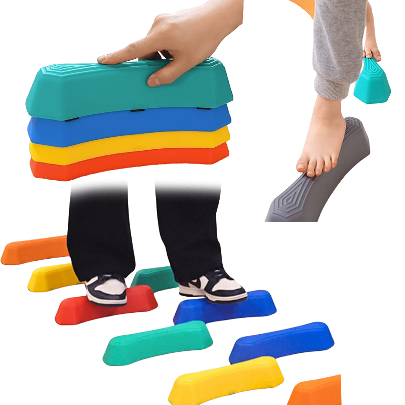 Stepping Stone Foam - 子供用楽しい踏み石 レインボー滑り止めテクスチャ感覚踏み石 子供用ポータブル障害物コース 室内屋外
