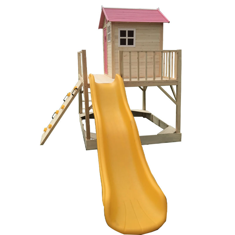 Kids Outdoor Treehouse - 子供用ログハウス、大型プレイハウス、ツリーハウス、クライミングログハウス、滑り台付き、砂場、子供部屋、屋外子供用遊び場
