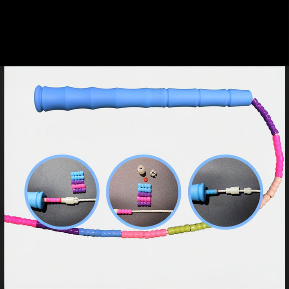 Kids Outdoor Gym - 若者向けフィットネス用縄跳び。柔らかいビーズで構成され、長さ調節が可能。耐久性に優れたハンドル付き。学校や屋外での運動、スポーツトレーニングに最適。