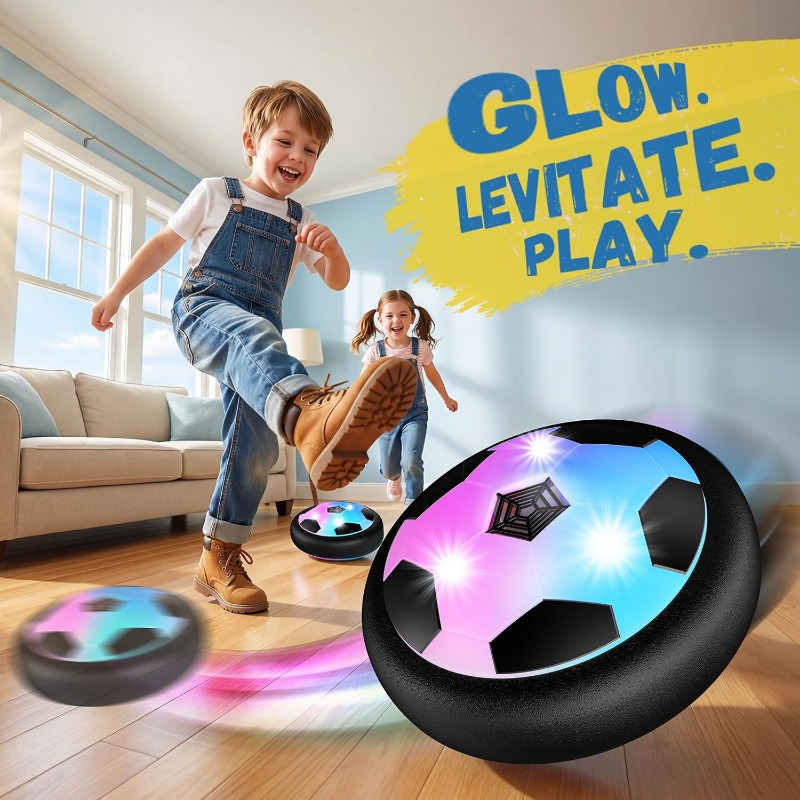 Kids Outdoor Music - LEDホバーサッカーボール エアパワーフォームバンパーフットボール ライトミュージック付き 室内・屋外ゲーム 子供の誕生日プレゼント 家族向けインタラクティブトイ