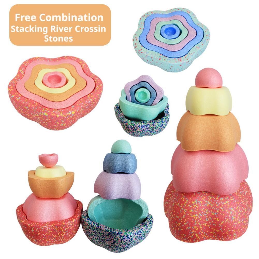 Stepping Stone Foam - 子供用滑り止めバランスストーン、創造的な積み重ねおもちゃ、屋内外用障害物コース