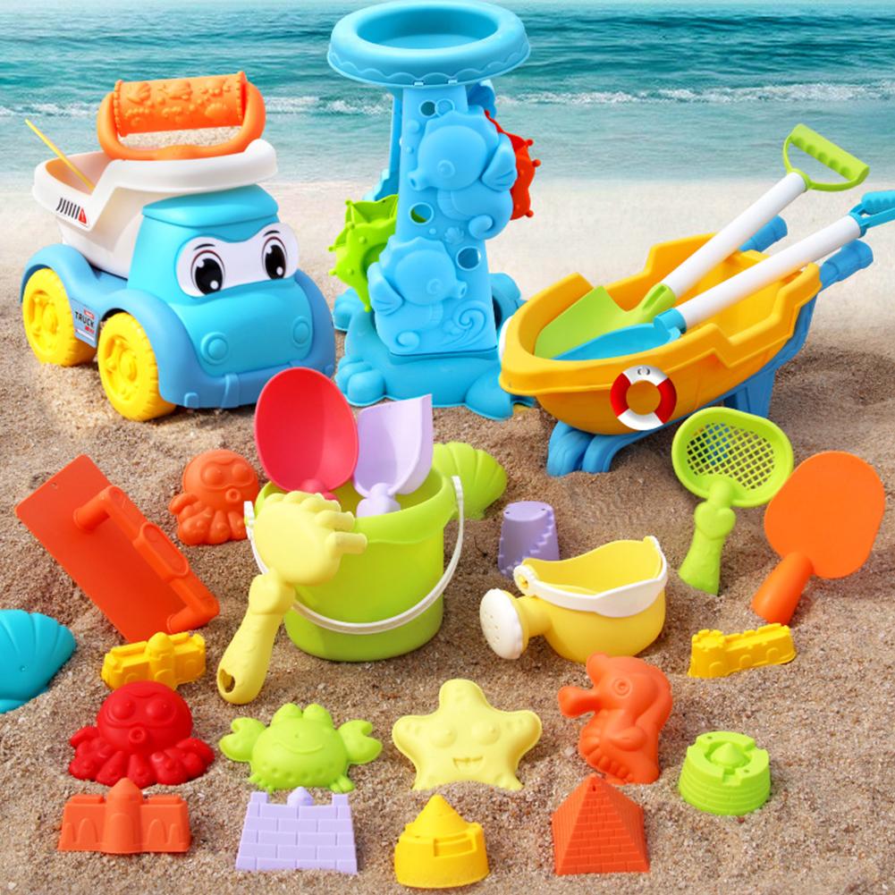 Kids Outdoor Playground - キッズビーチおもちゃセット ベビー砂遊び＆水遊びキット バケツ、シャベル、熊手、じょうろ付き 夏の屋外砂場遊び道具