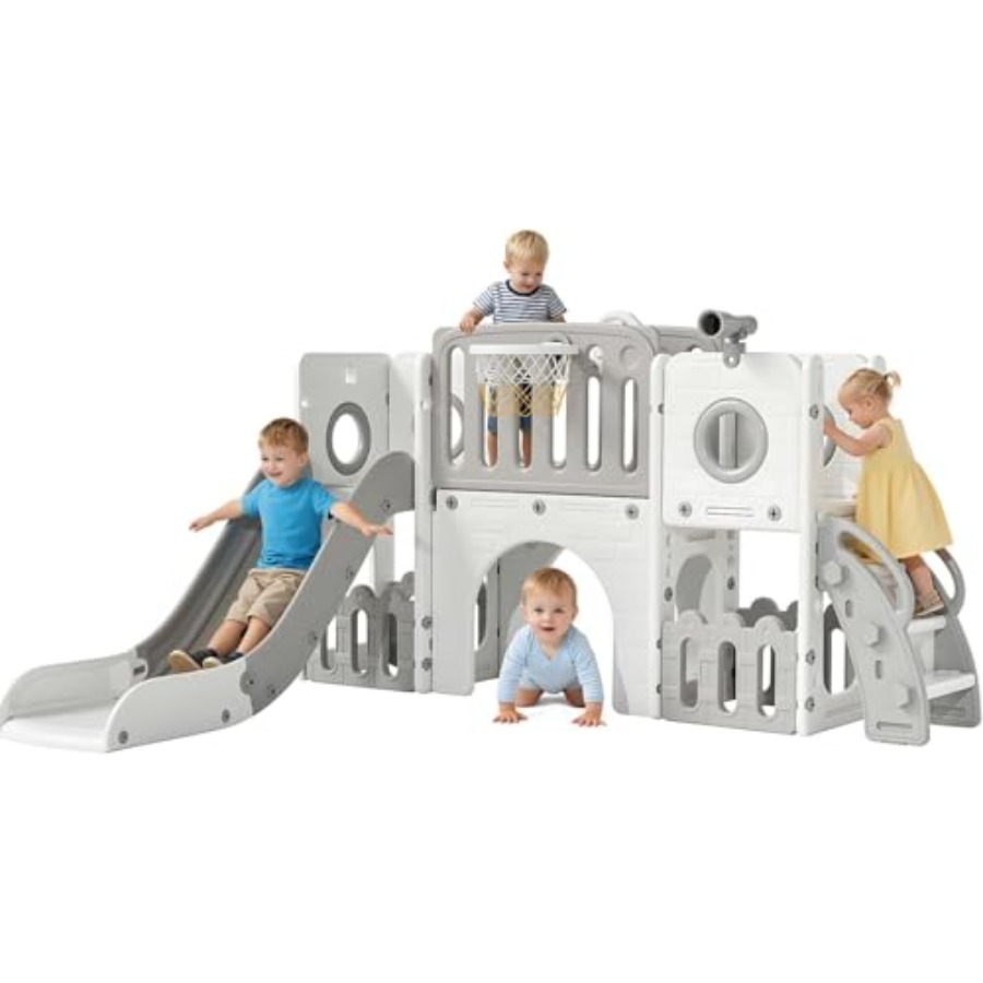 9 in 1幼児用滑り台セット、大型クライマースライドプレイ - Kids Outdoor Playground のレビューと価格