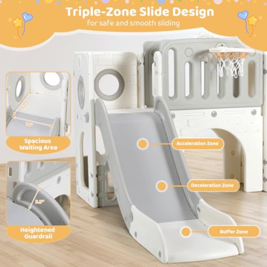 9 in 1幼児用滑り台セット、大型クライマースライドプレイ - Kids Outdoor Playground のレビューと価格