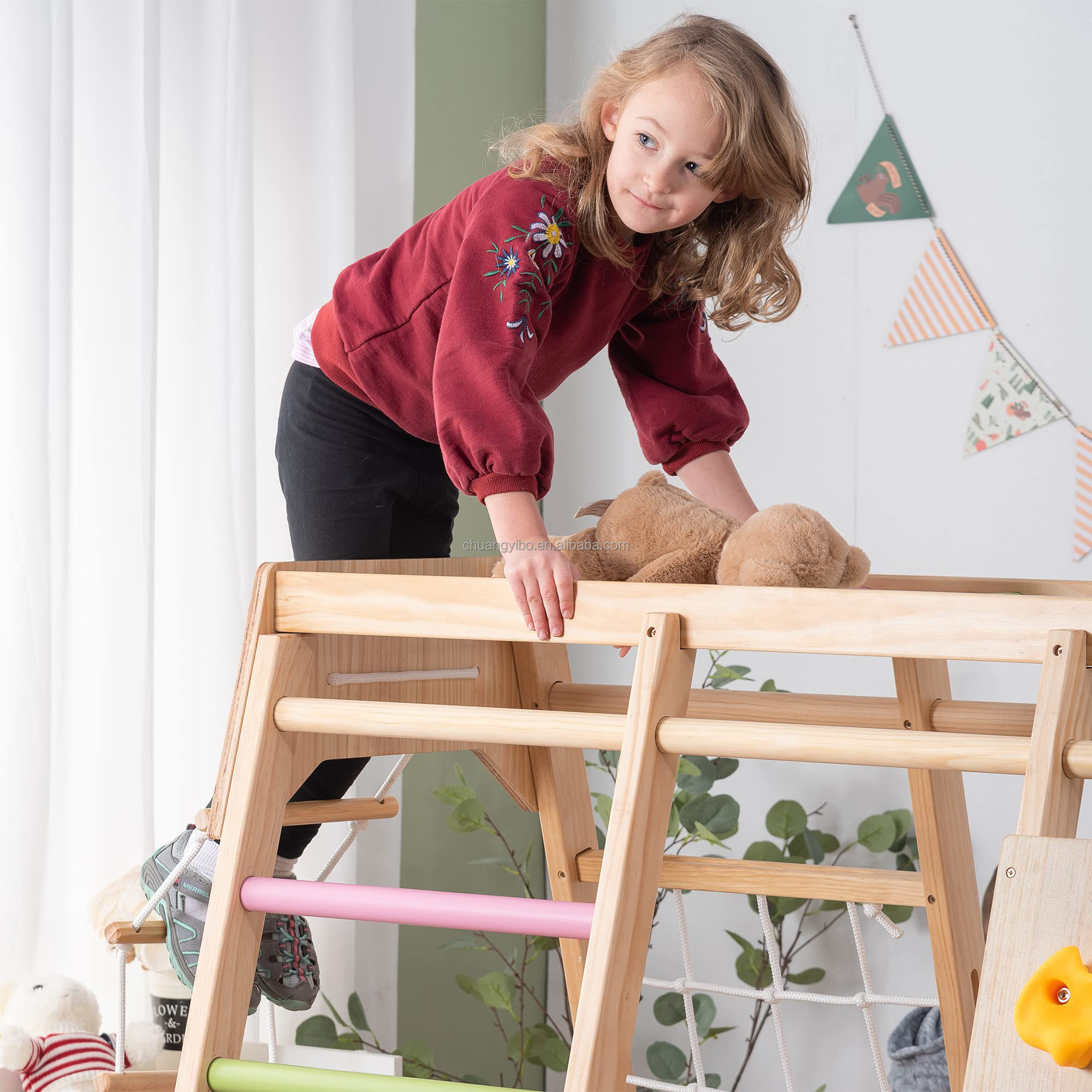 クライミングウォール遊園地製品 木製滑り台とブランコセット  - Kids Outdoor Playground のレビューと価格