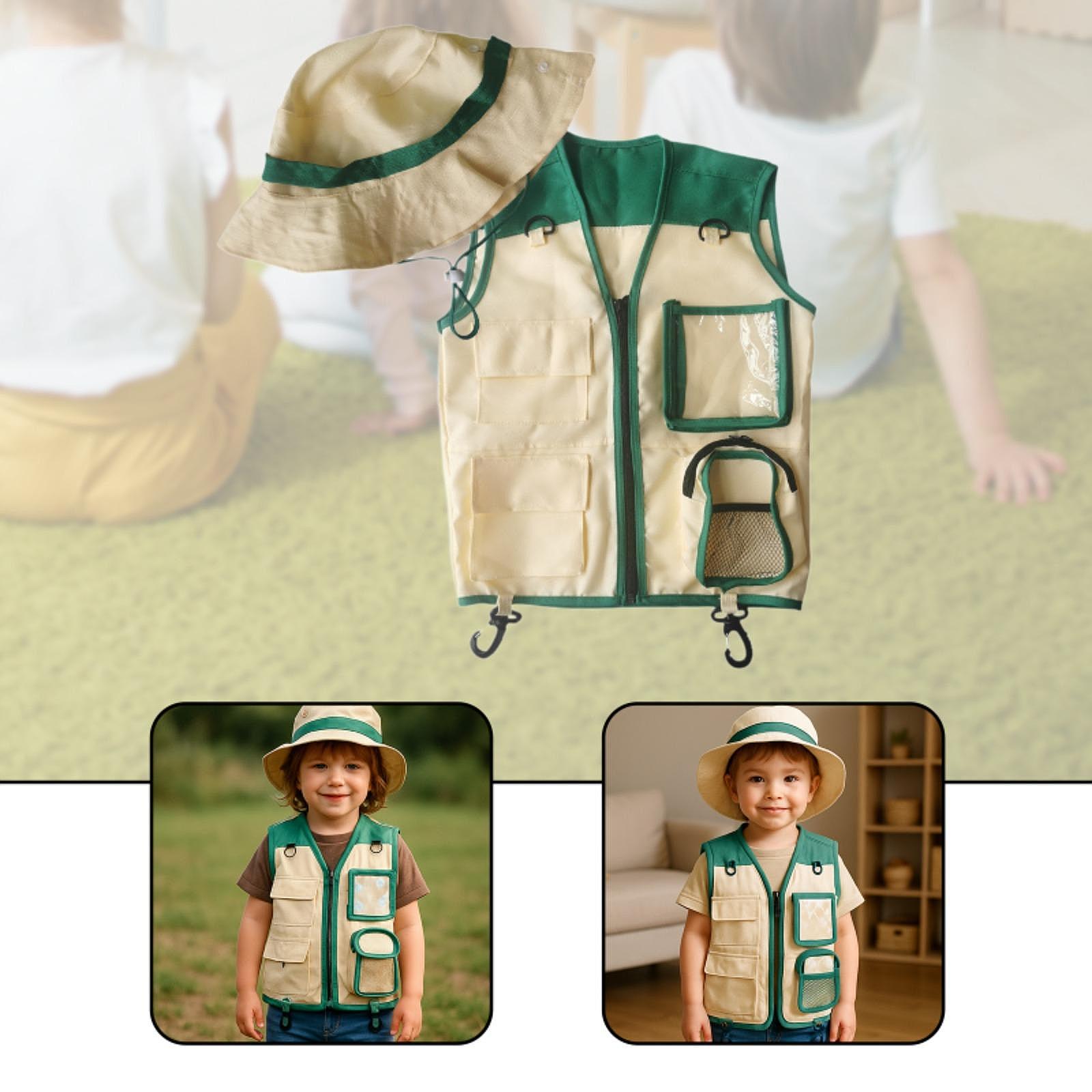 キッズアウトドア探検ベストと帽子セット - キャンプ、釣り、 - Kids Outdoor Zoo のレビューと価格