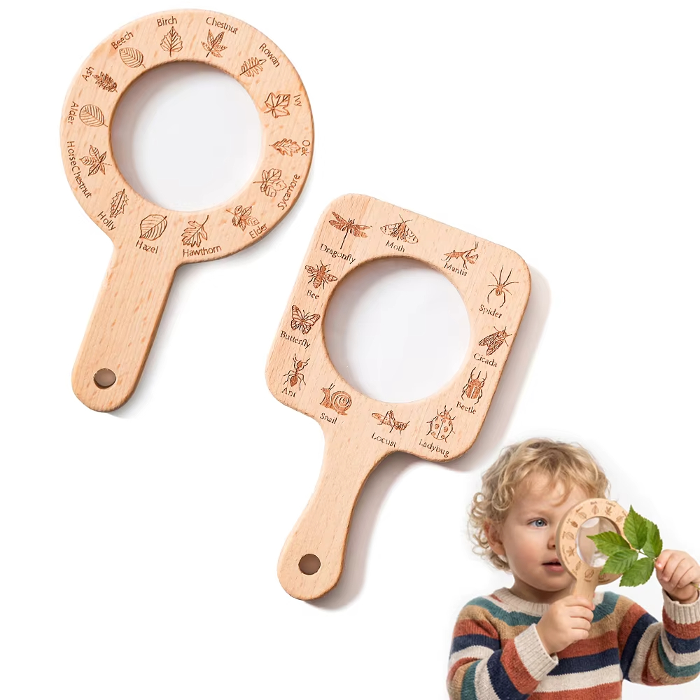 子供用木製拡大鏡 自然観察 昆虫や葉っぱの滑らかな表面 屋外 - Kids Outdoor Nature Toys のレビューと価格