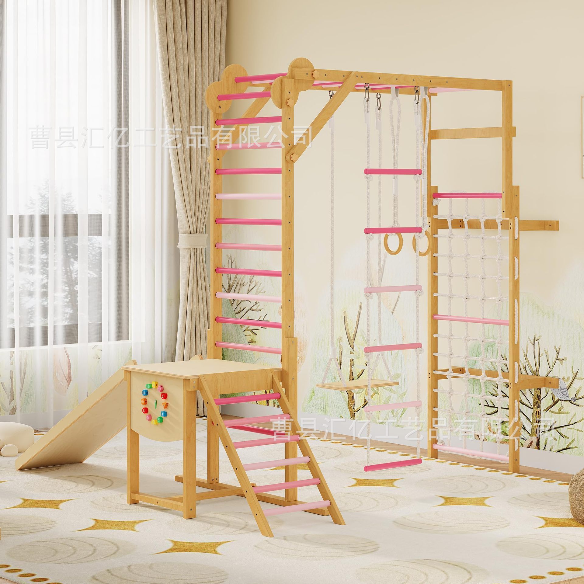 室内木製キッズフィットネス玩具、木製クライミングコンボ遊具、 - Kids Outdoor Treehouse のレビューと価格