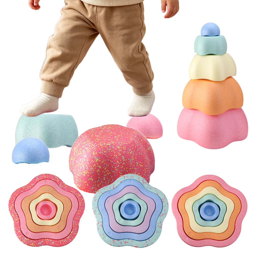 川石を使ったバランスゲーム、五芒星のバランスゲーム、フォーム - Stepping Stone Foam のレビューと価格