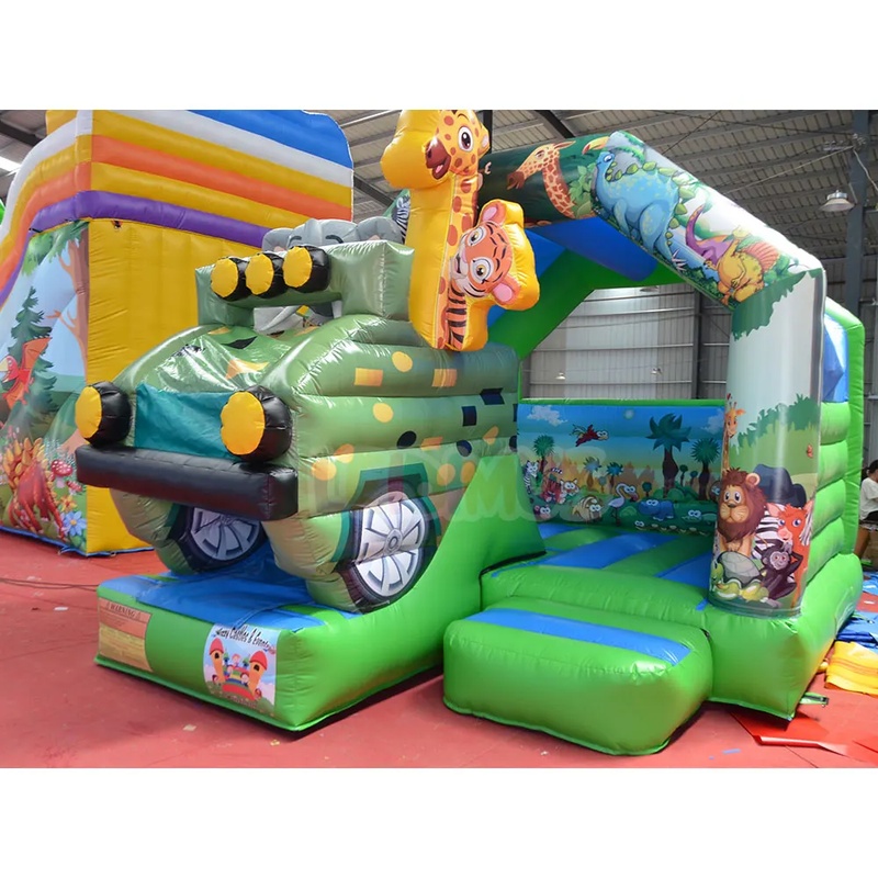 サファリジープテーマのインフレータブルバウンスハウスコンボス - Kids Outdoor Zoo のレビューと価格