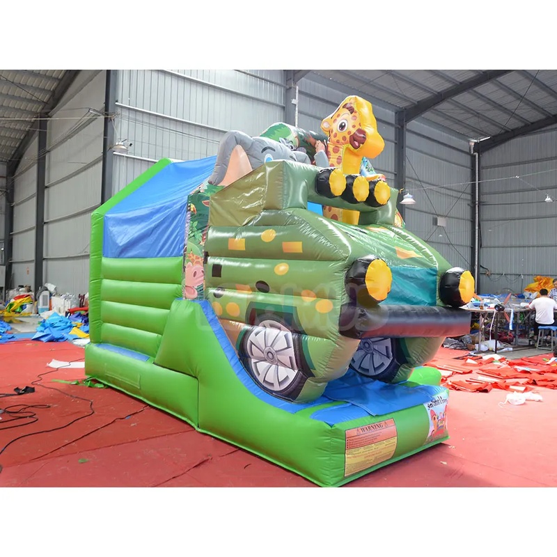 サファリジープテーマのインフレータブルバウンスハウスコンボス - Kids Outdoor Zoo のレビューと価格