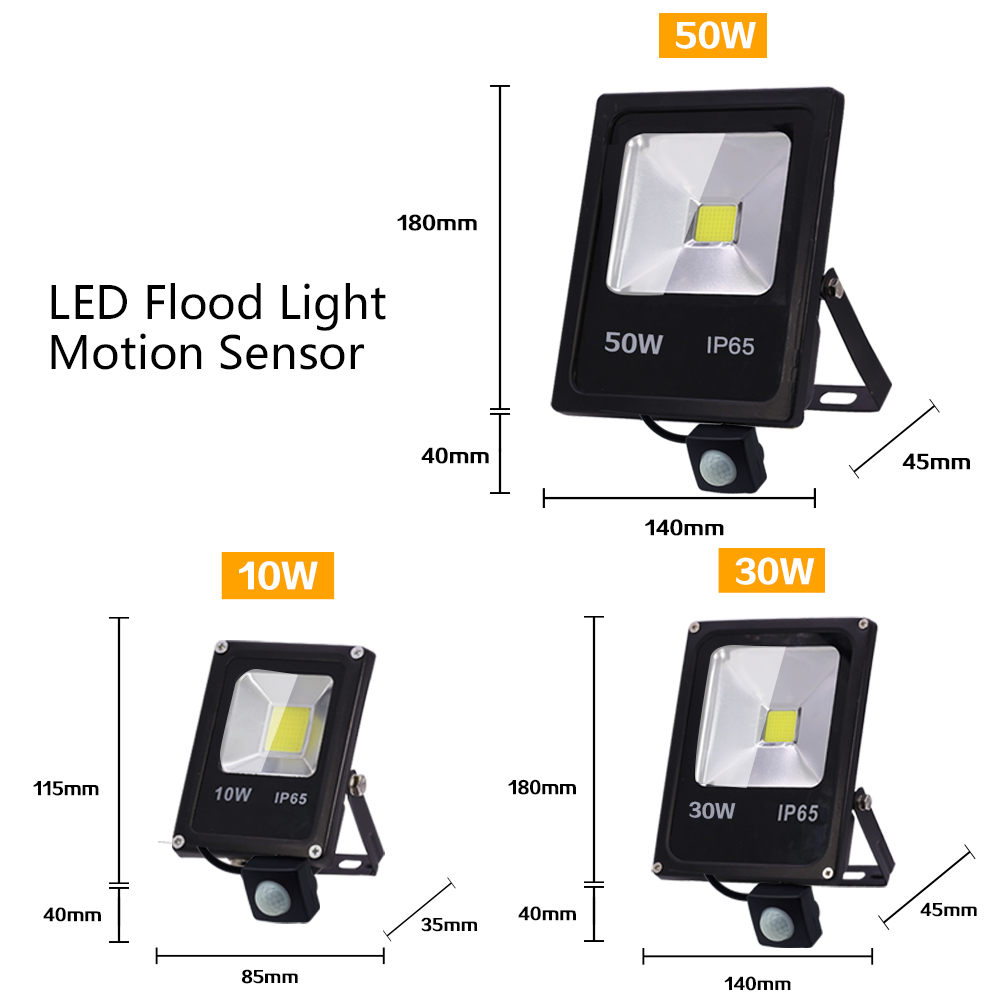 モーションセンサーLED投光器 50W 30W 10W AC - Balance Beam Outdoor のレビューと価格