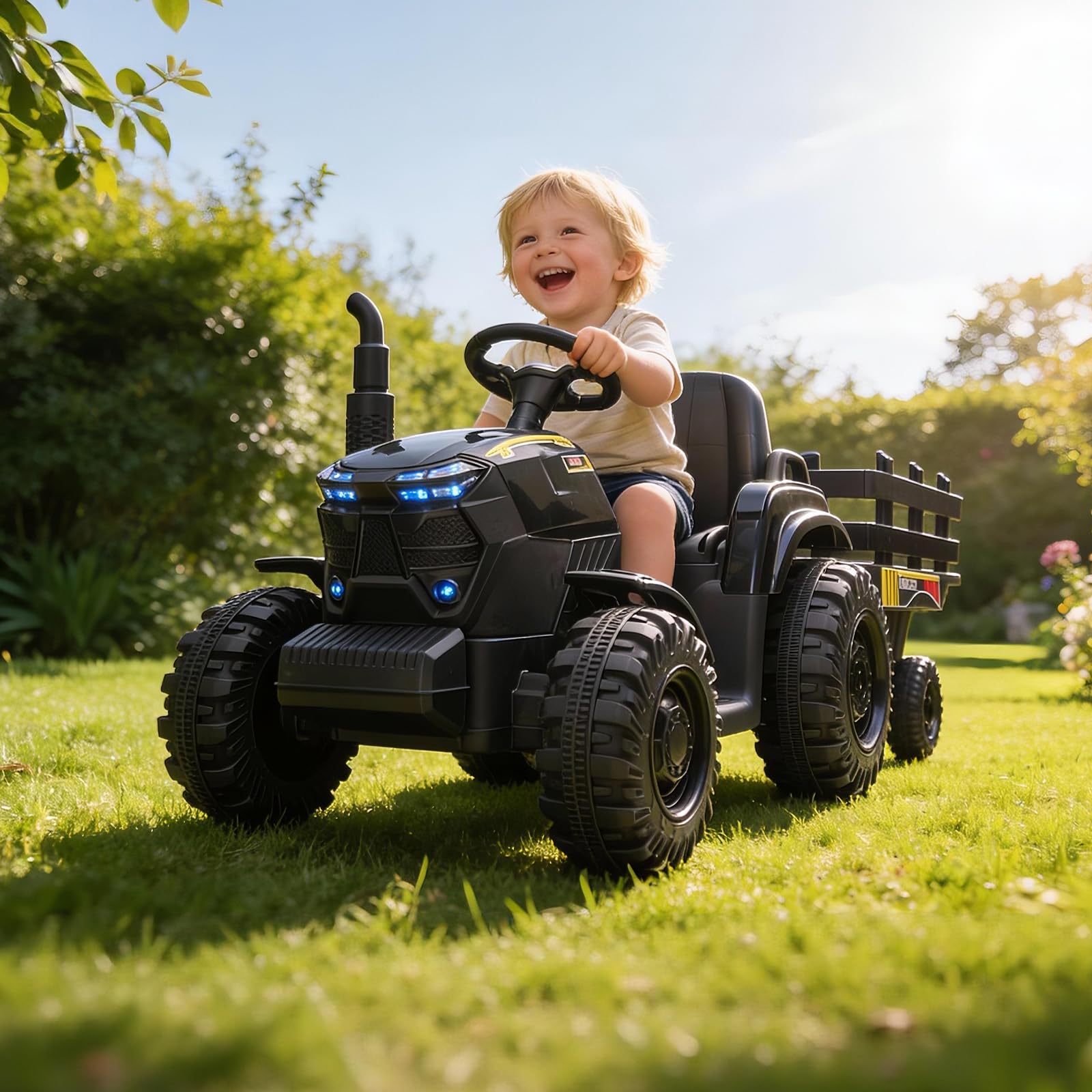 12Vキッズライドオントラクター（トレーラー付き）、デュアル - Kids Outdoor Music のレビューと価格