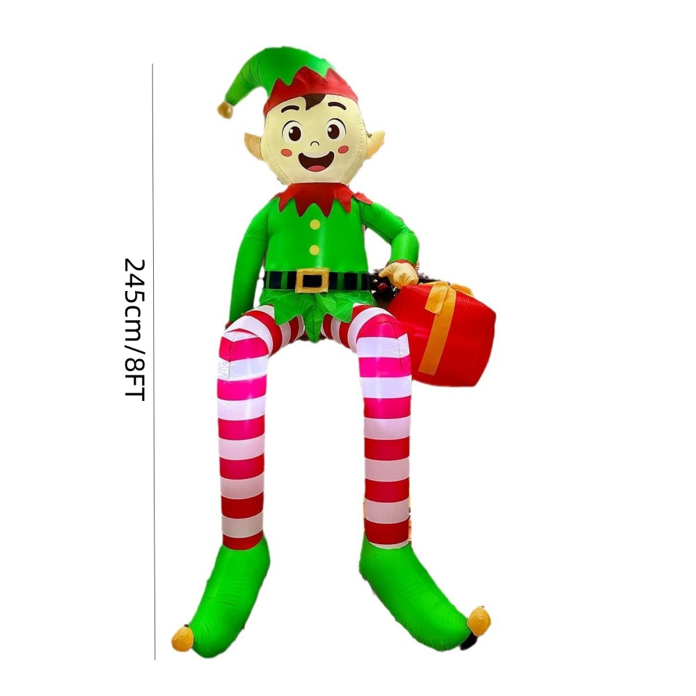 8FT クリスマスインフレータブル座っているエルフ装飾 LE - Kids Outdoor Garden のレビューと価格