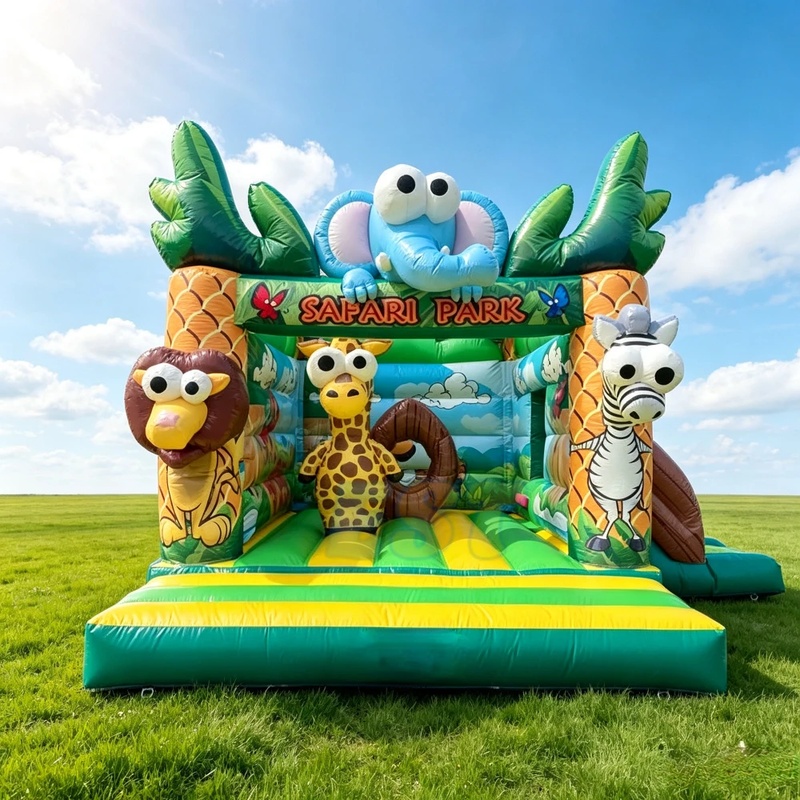 ジャングルテーマの業務用インフレータブルバウンスハウス、スラ - Kids Outdoor Zoo のレビューと価格
