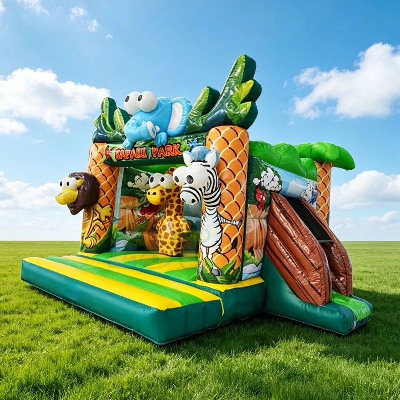 ジャングルテーマの業務用インフレータブルバウンスハウス、スラ - Kids Outdoor Zoo のレビューと価格