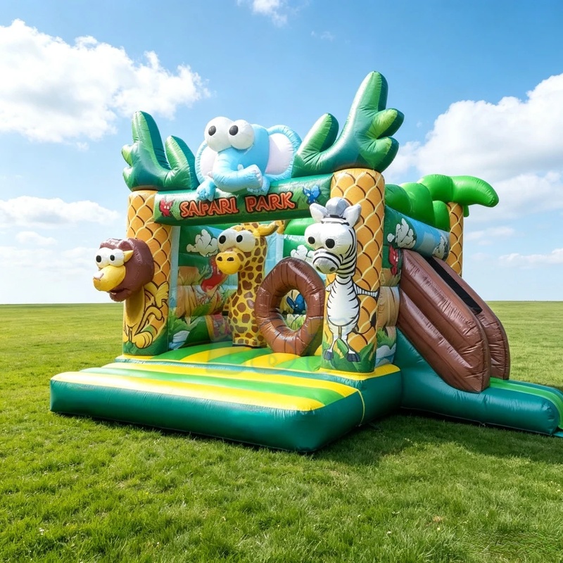 ジャングルテーマの業務用インフレータブルバウンスハウス、スラ - Kids Outdoor Zoo のレビューと価格