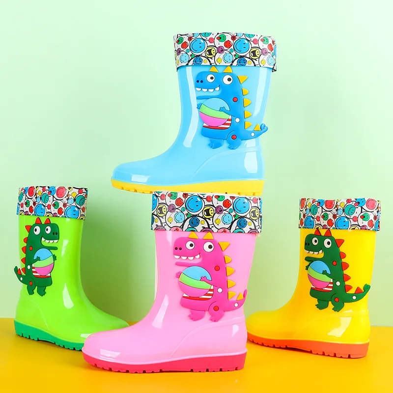 四季男の子女の子防水レインブーツ子供漫画綿暖かい滑り止めガー - Kids Outdoor Garden のレビューと価格