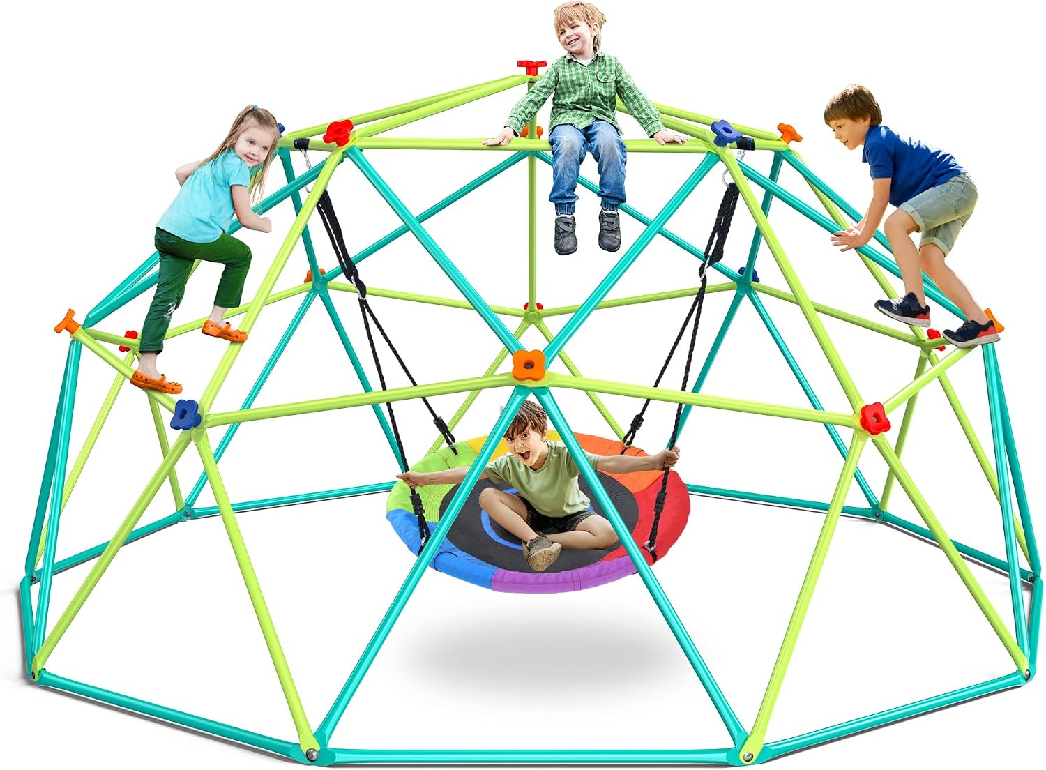 10フィートのクライミングドームスイングセット、子供用円盤型 - Kids Outdoor Gym のレビューと価格