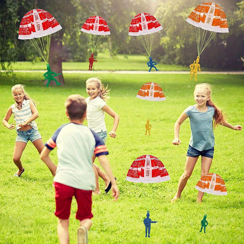 10/100 個のパラシュートおもちゃ子供用、アーミーメンズ - Kids Outdoor Games Ideas のレビューと価格