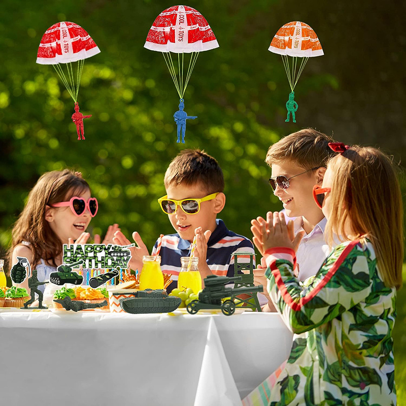 10/100 個のパラシュートおもちゃ子供用、アーミーメンズ - Kids Outdoor Games Ideas のレビューと価格